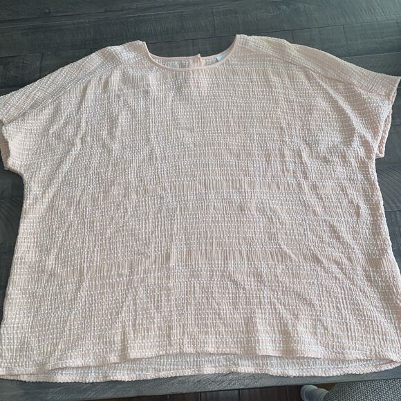 Pure Jill Cotton Short Sleeve Oversized Embroidered Blouse Size Large Peach - Picture 3 of 13